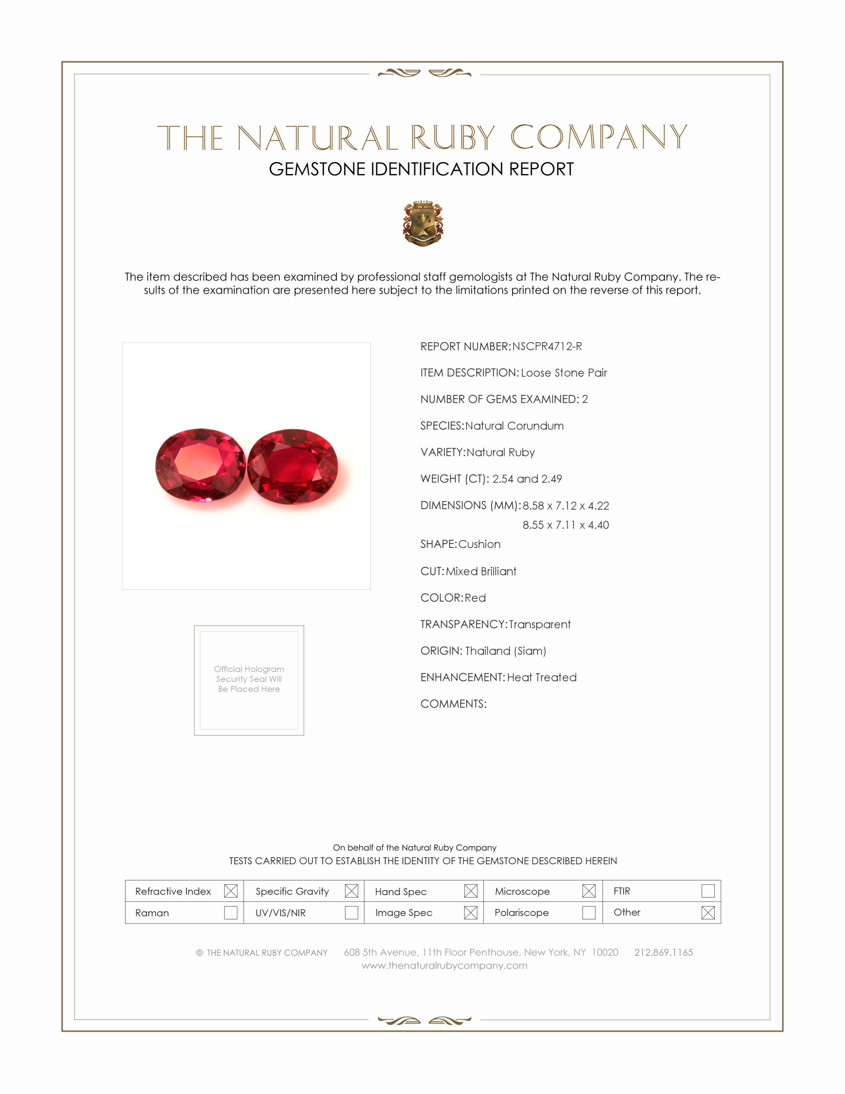 5.03 Ct.Tw. Ruby Pair from Thailand