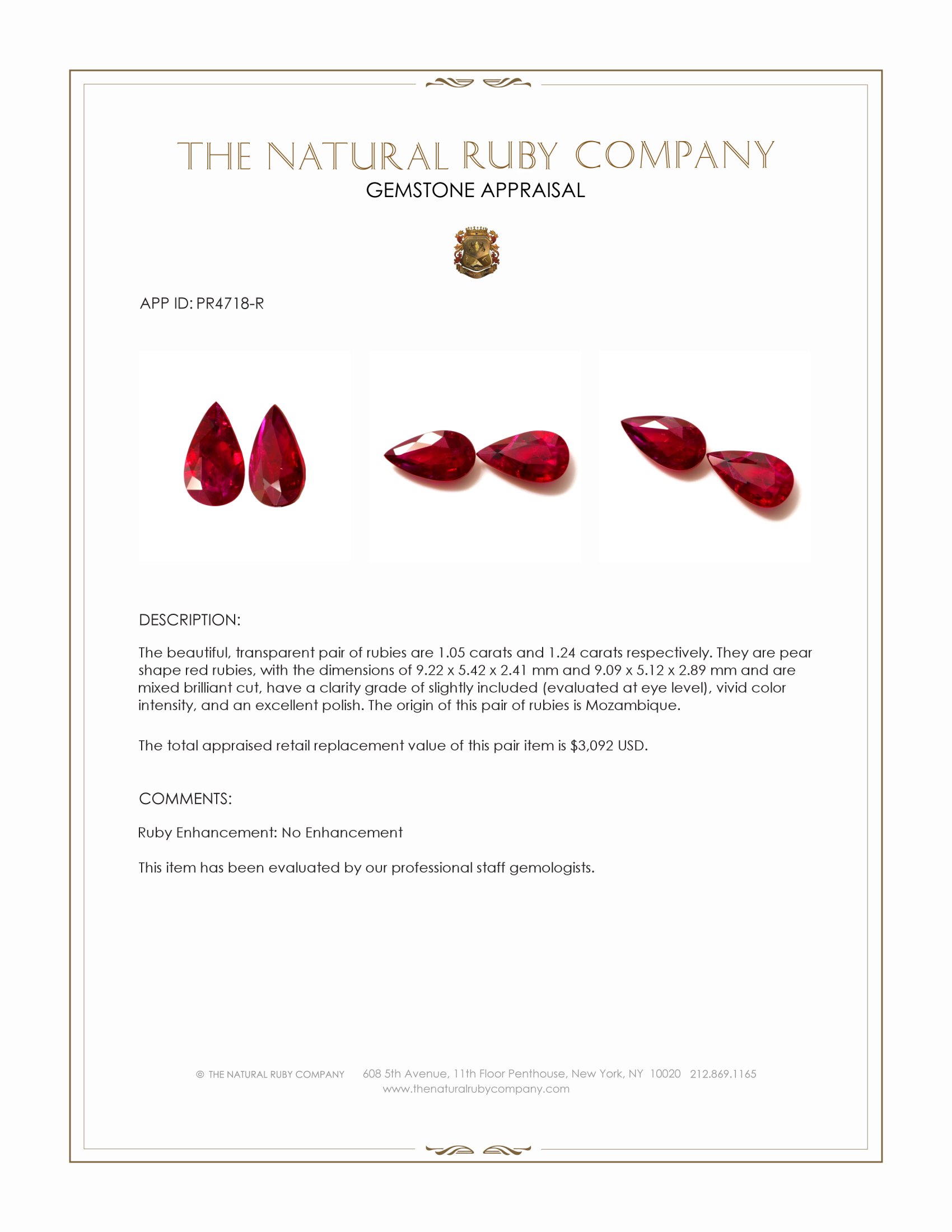 2.29 Ct.Tw. Ruby Pair from Mozambique