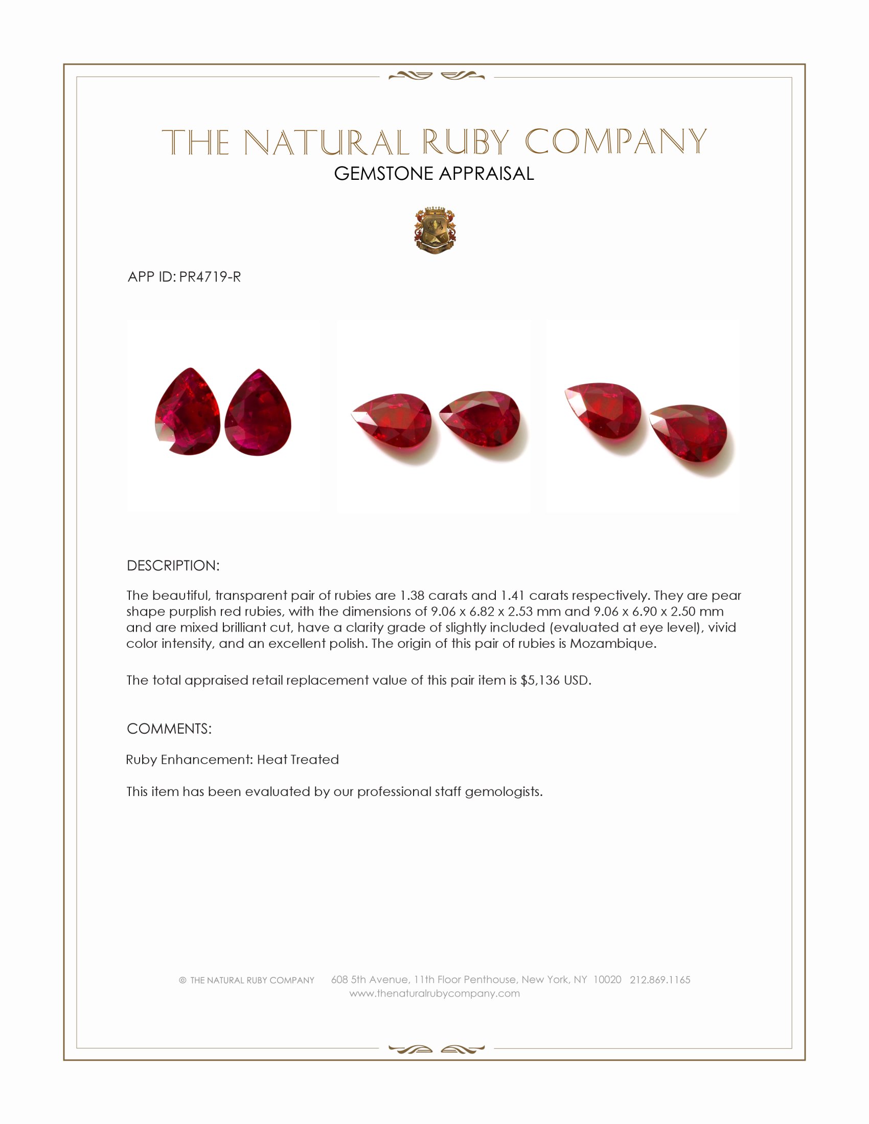 2.79 Ct.Tw. Purplish Red Ruby Pair from Mozambique