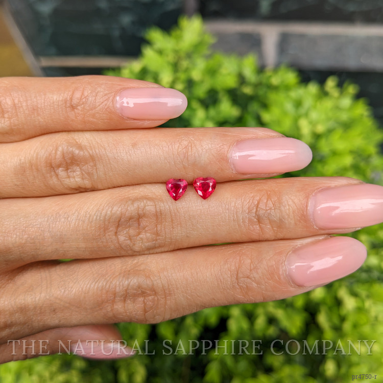 0.98 Ct.Tw. Pinkish Red Ruby Pair from Mozambique