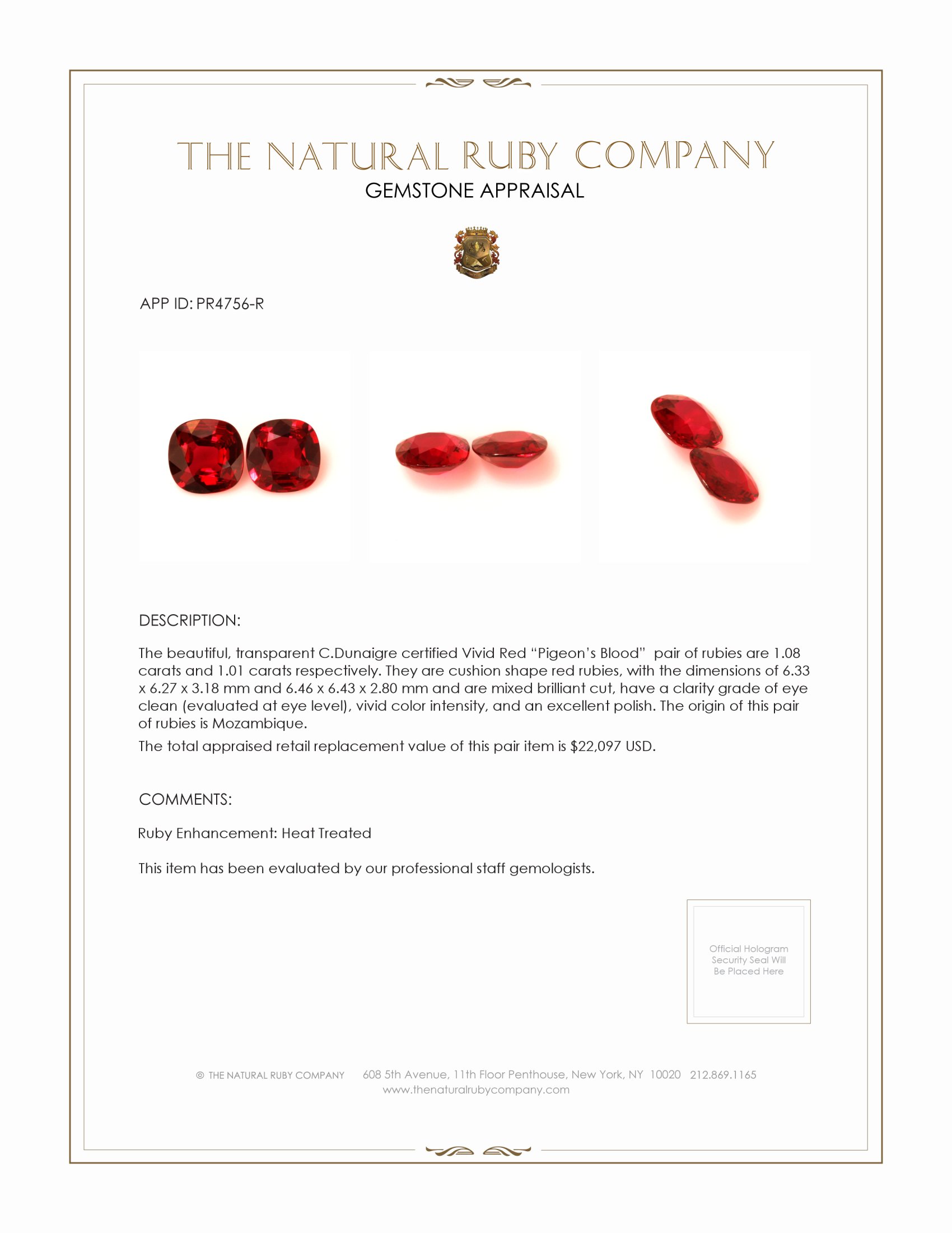 2.09 Ct.Tw. Ruby Pair from Mozambique