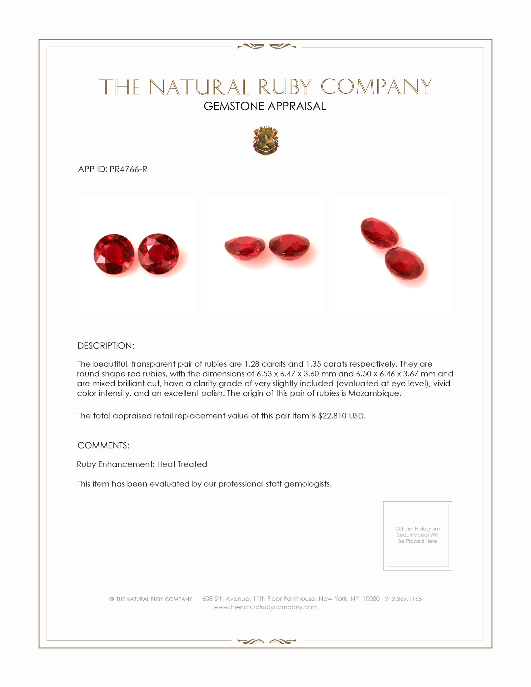 2.63 Ct.Tw. Ruby Pair from Mozambique