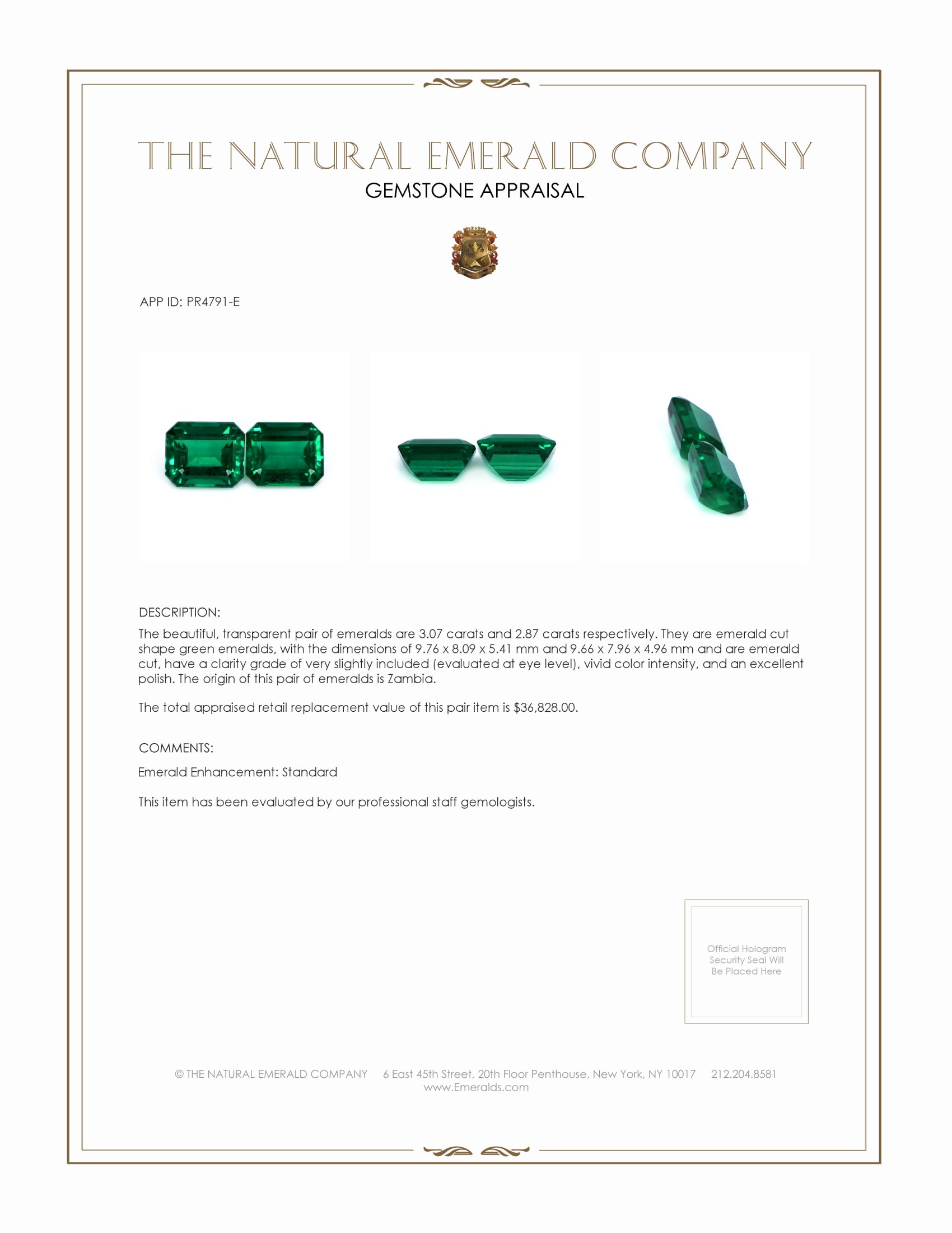 5.94 Ct.Tw. Emerald Pair from Zambia