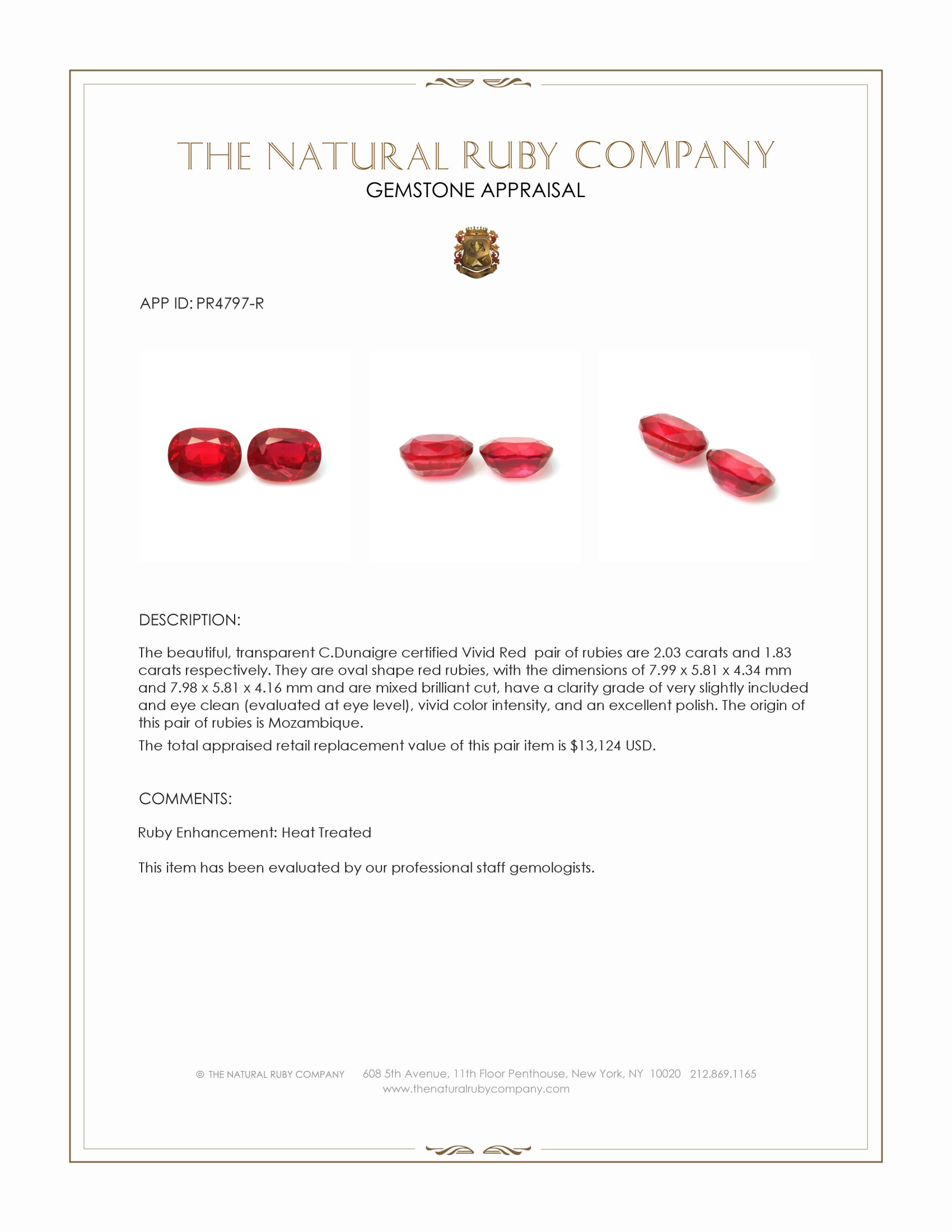 3.86 Ct.Tw. Ruby Pair from Mozambique