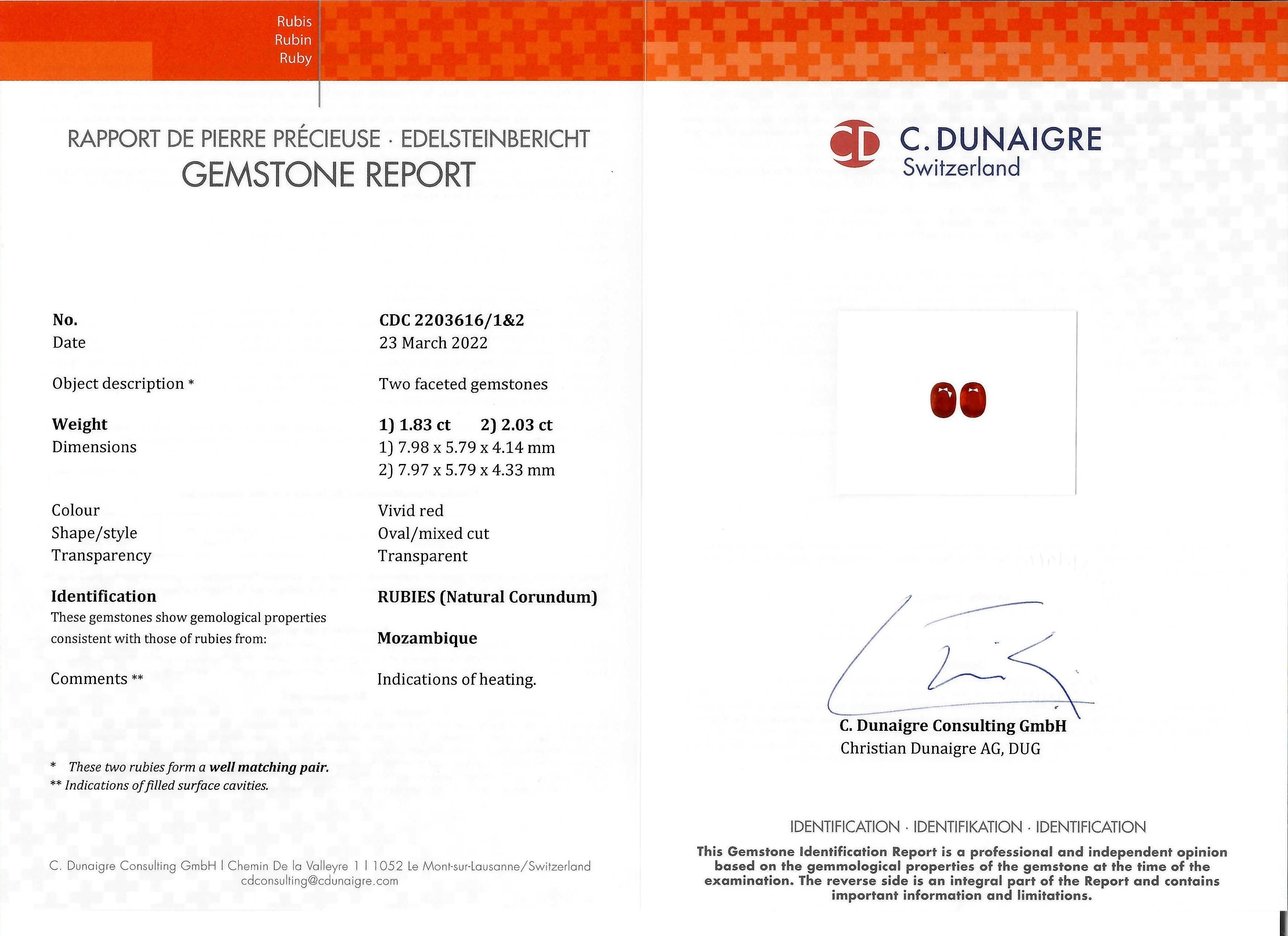 3.86 Ct.Tw. Ruby Pair from Mozambique