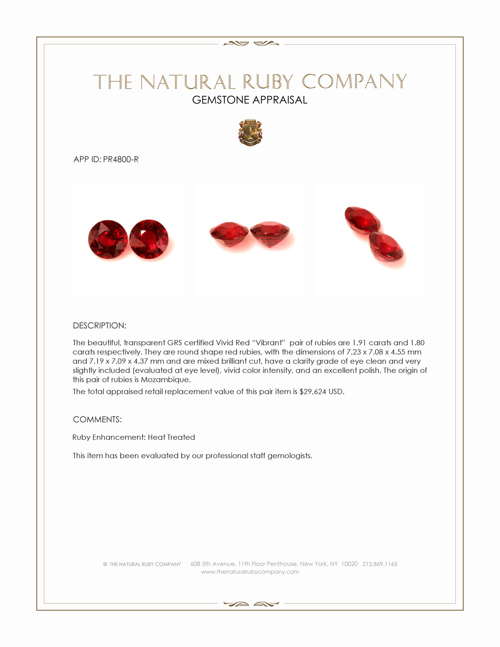 3.71 Ct.Tw. Ruby Pair from Mozambique