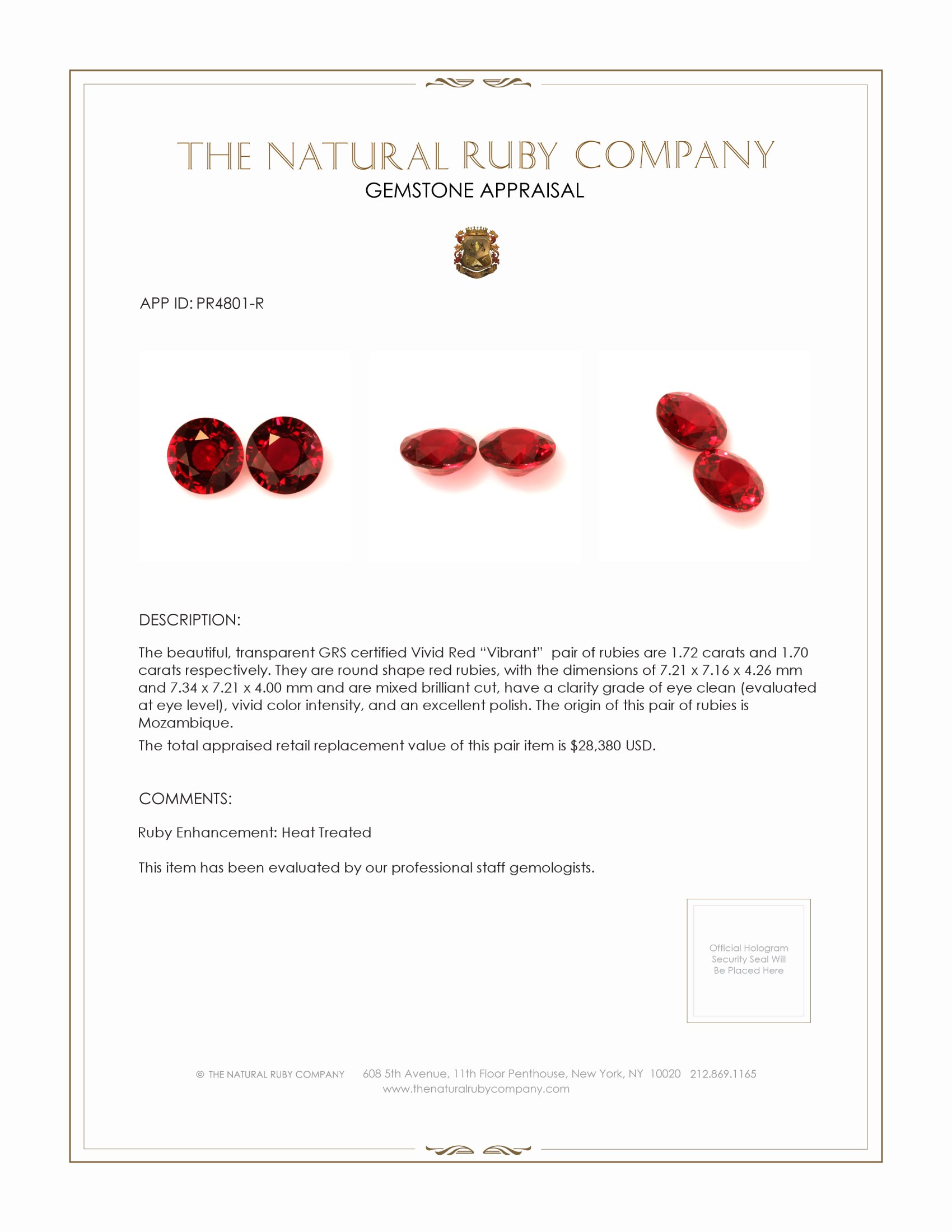 3.42 Ct.Tw. Ruby Pair from Mozambique