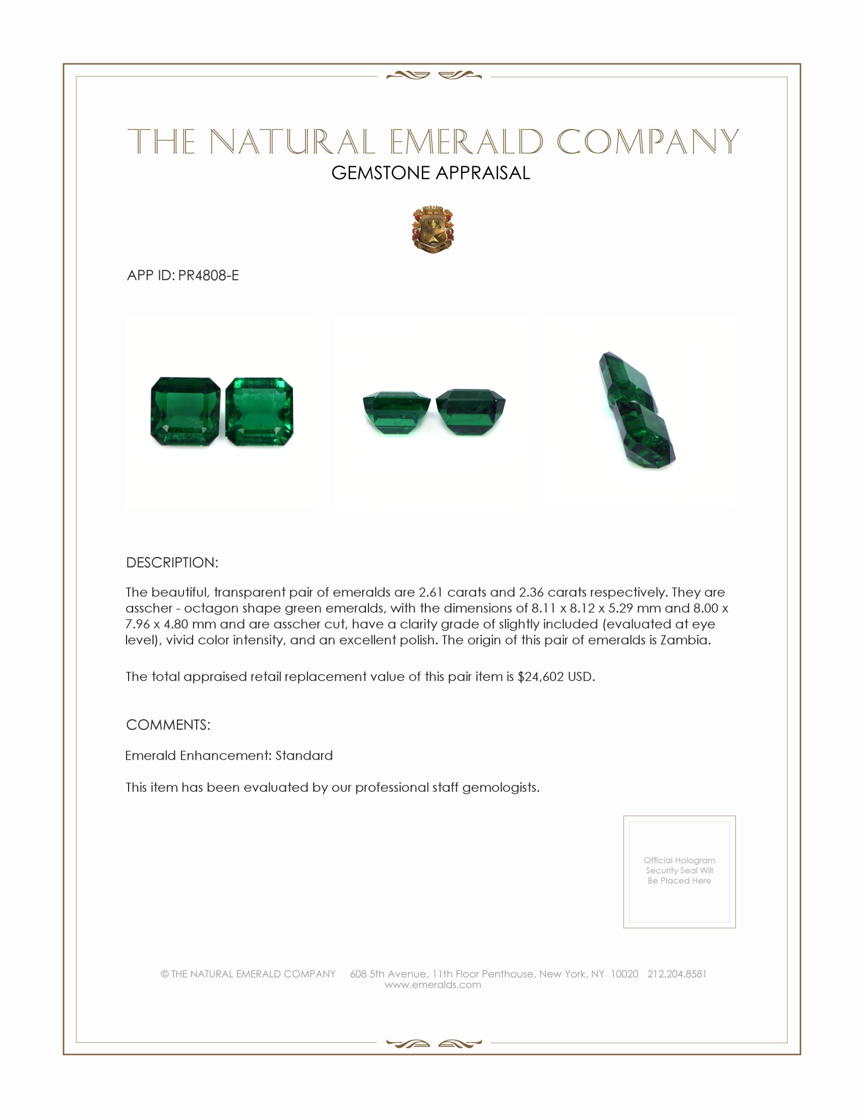 4.97 Ct.Tw. Emerald Pair from Zambia