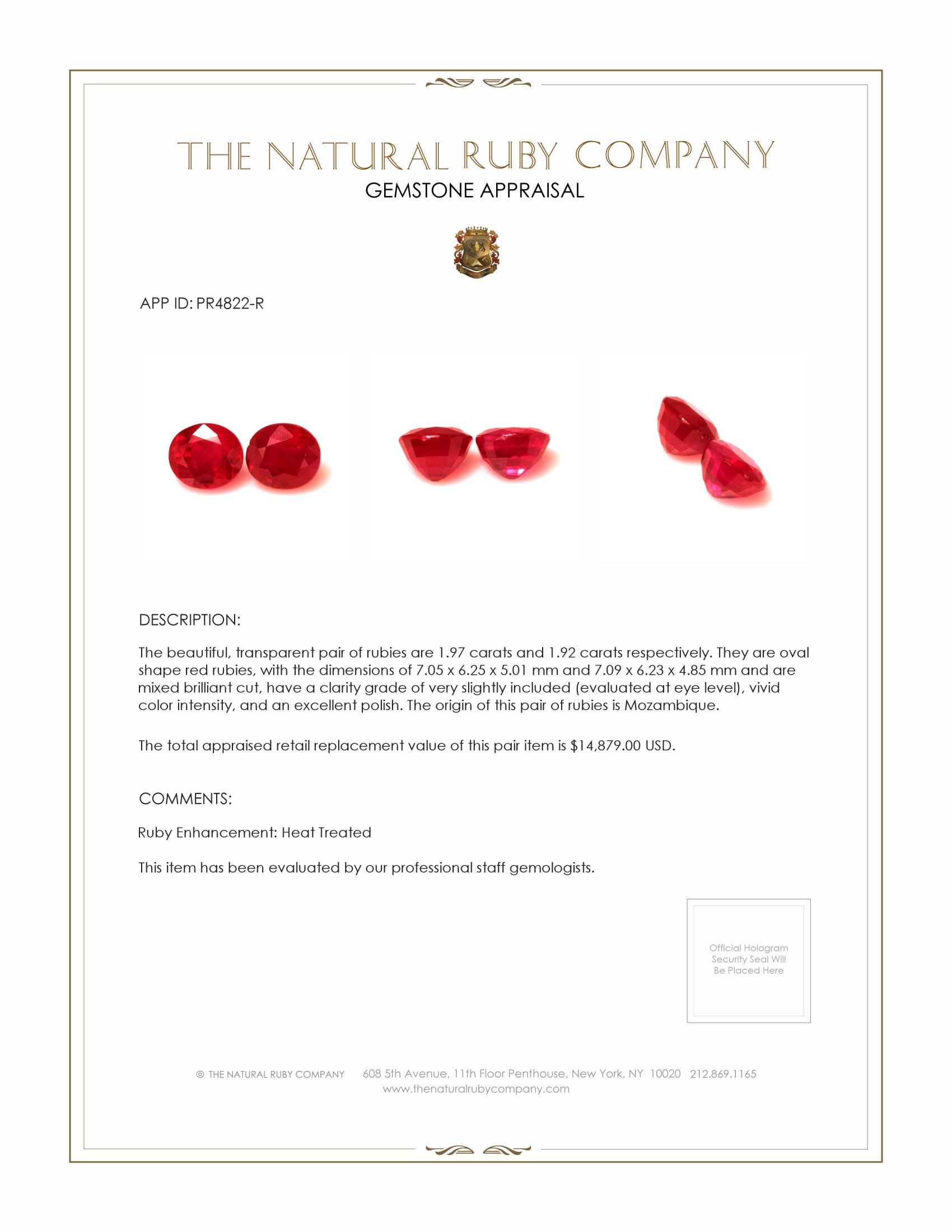 3.89 Ct.Tw. Ruby Pair from Mozambique