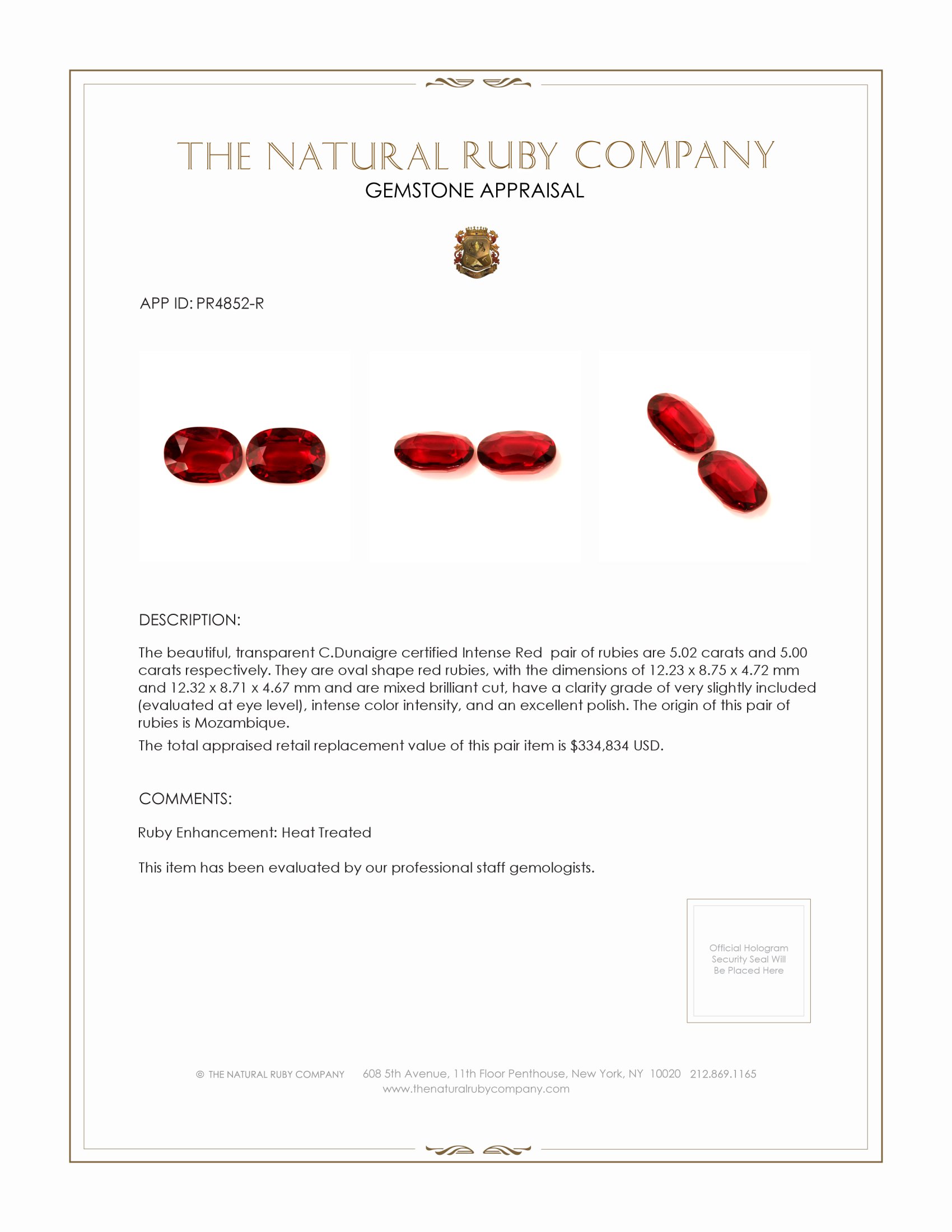 10.02 Ct.Tw. Ruby Pair from Mozambique