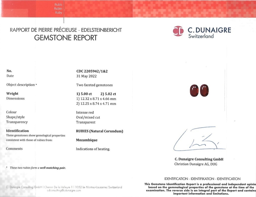 10.02 Ct.Tw. Ruby Pair from Mozambique