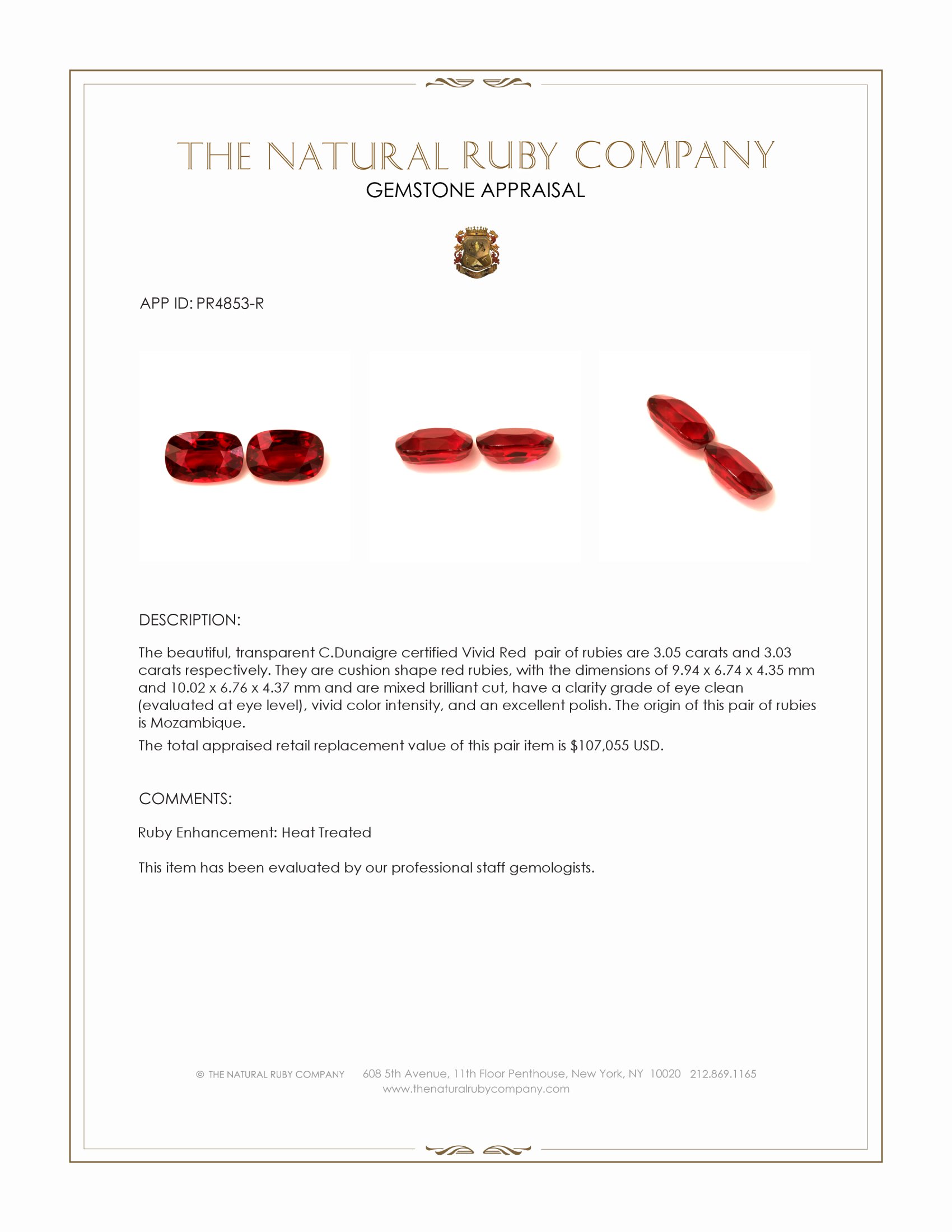 6.08 Ct.Tw. Ruby Pair from Mozambique