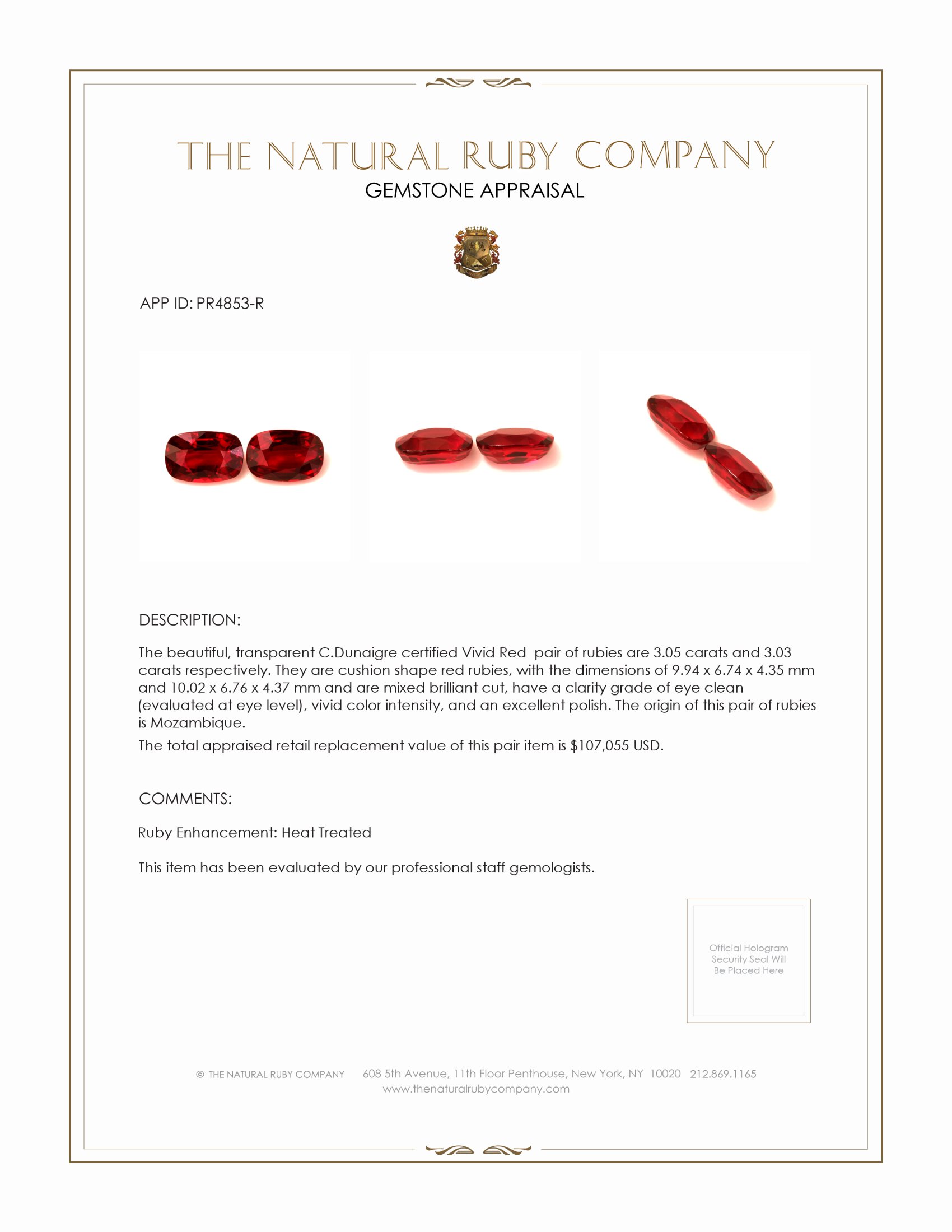 6.08 Ct.Tw. Ruby Pair from Mozambique