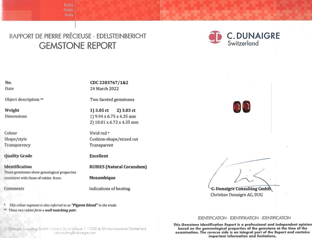 6.08 Ct.Tw. Ruby Pair from Mozambique