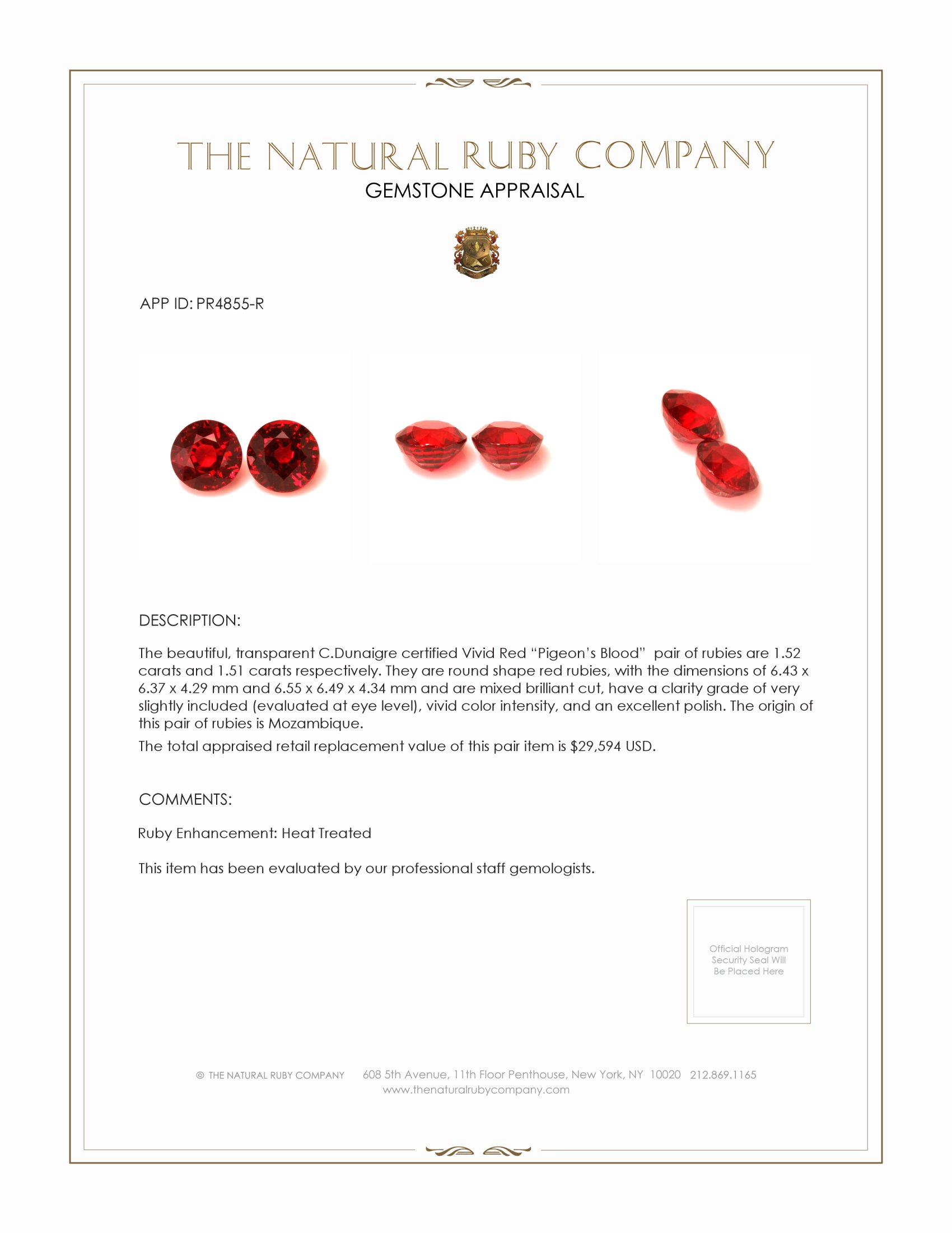 3.03 Ct.Tw. Ruby Pair from Mozambique