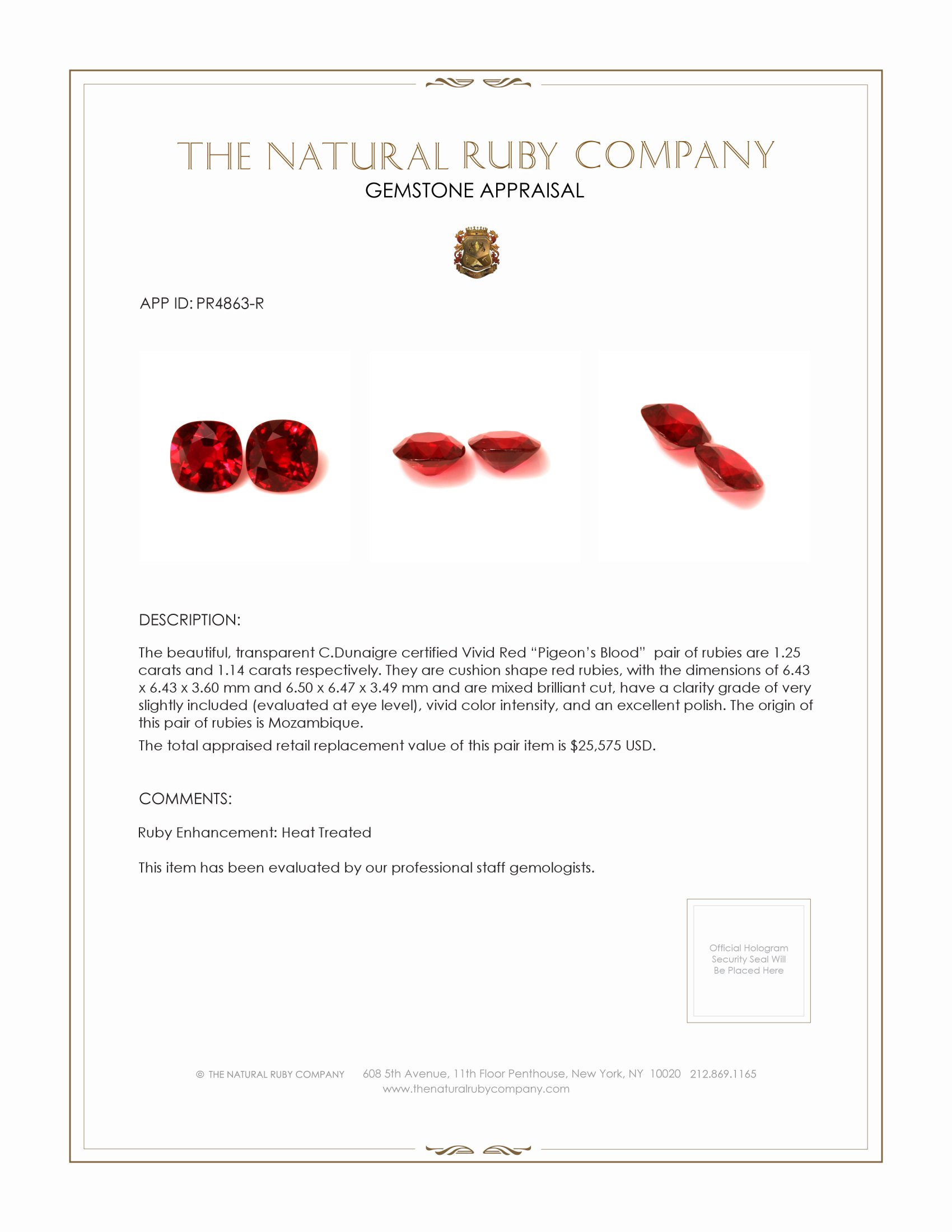 2.39 Ct.Tw. Ruby Pair from Mozambique