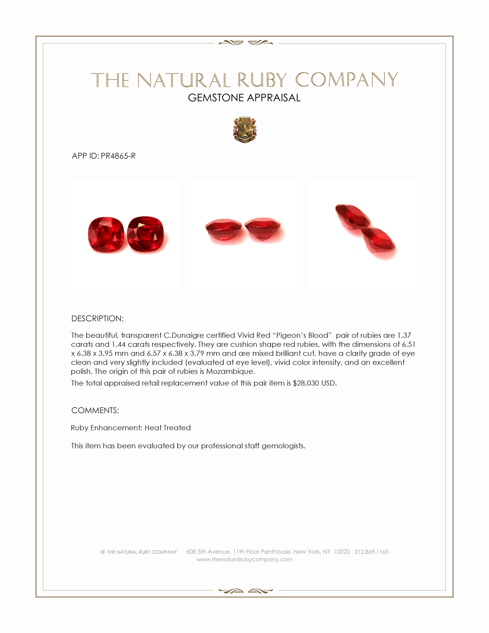2.81 Ct.Tw. Ruby Pair from Mozambique