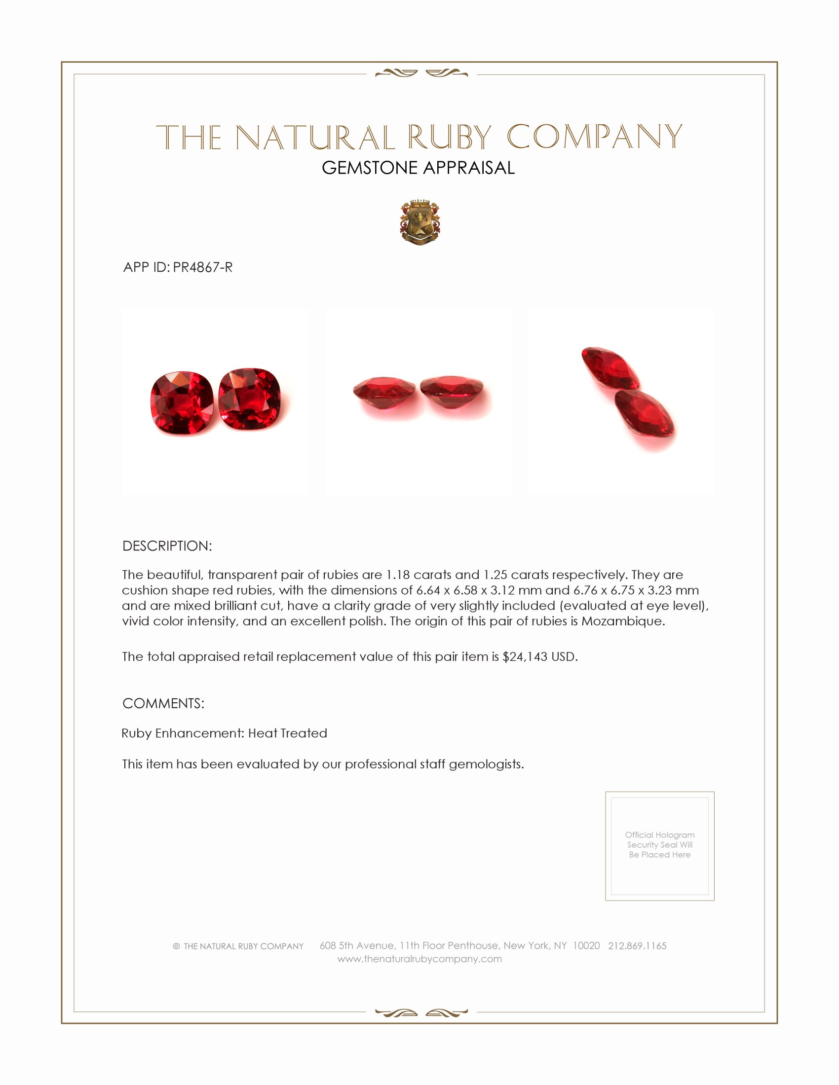 2.43 Ct.Tw. Ruby Pair from Mozambique