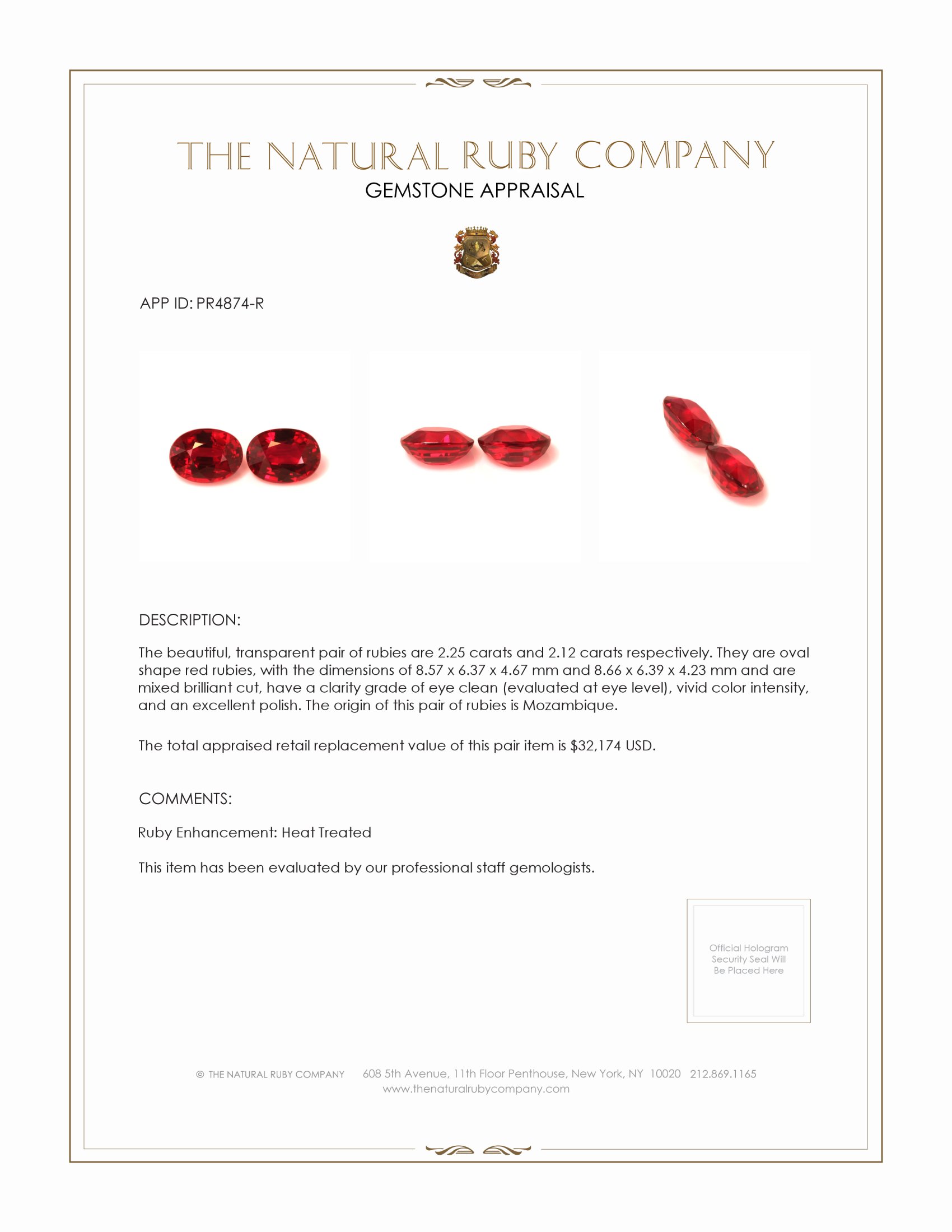 4.37 Ct.Tw. Ruby Pair from Mozambique