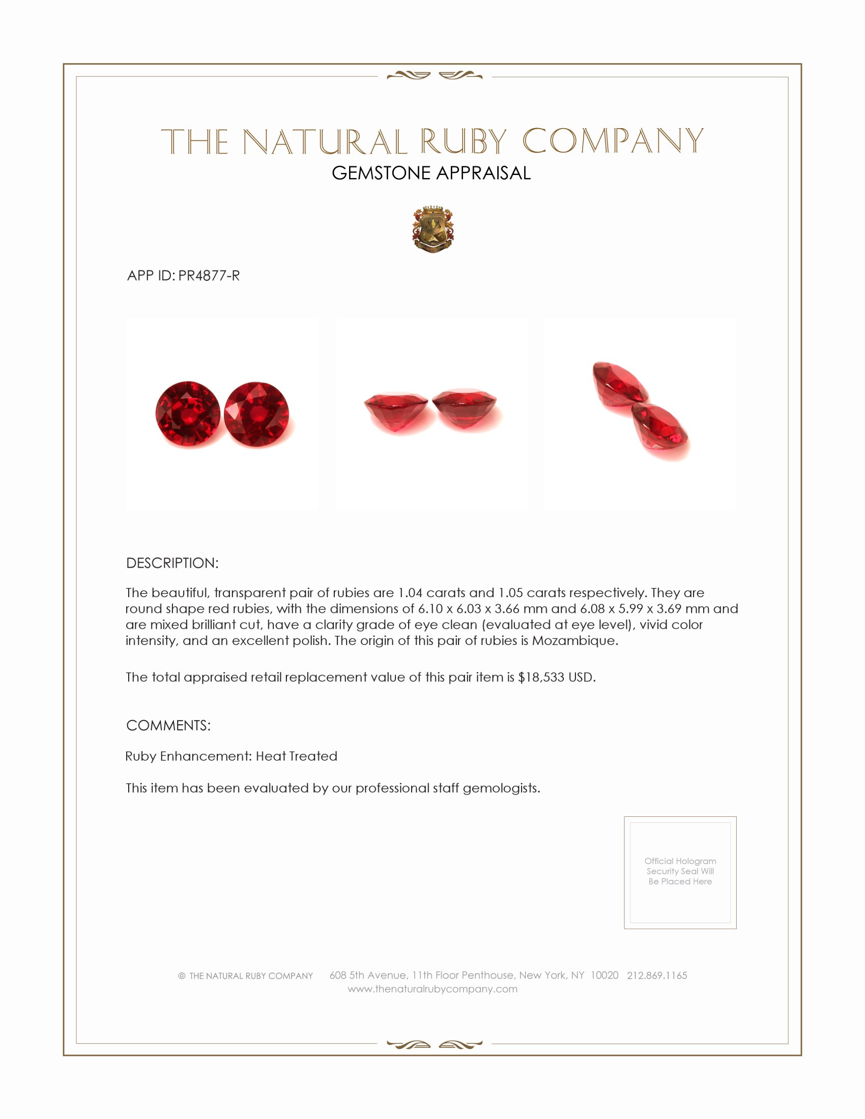 2.09 Ct.Tw. Ruby Pair from Mozambique