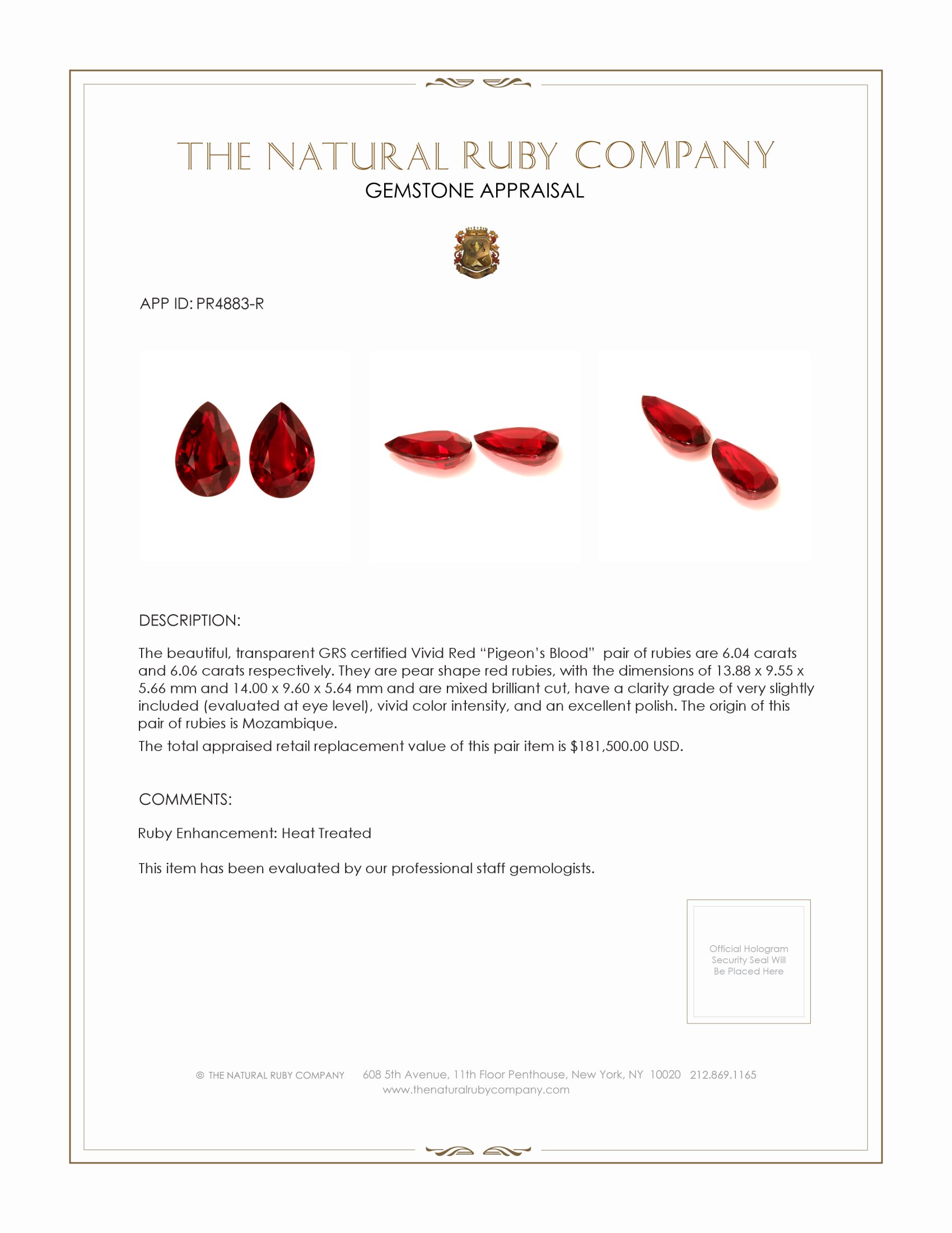12.10 Ct.Tw. Ruby Pair from Mozambique
