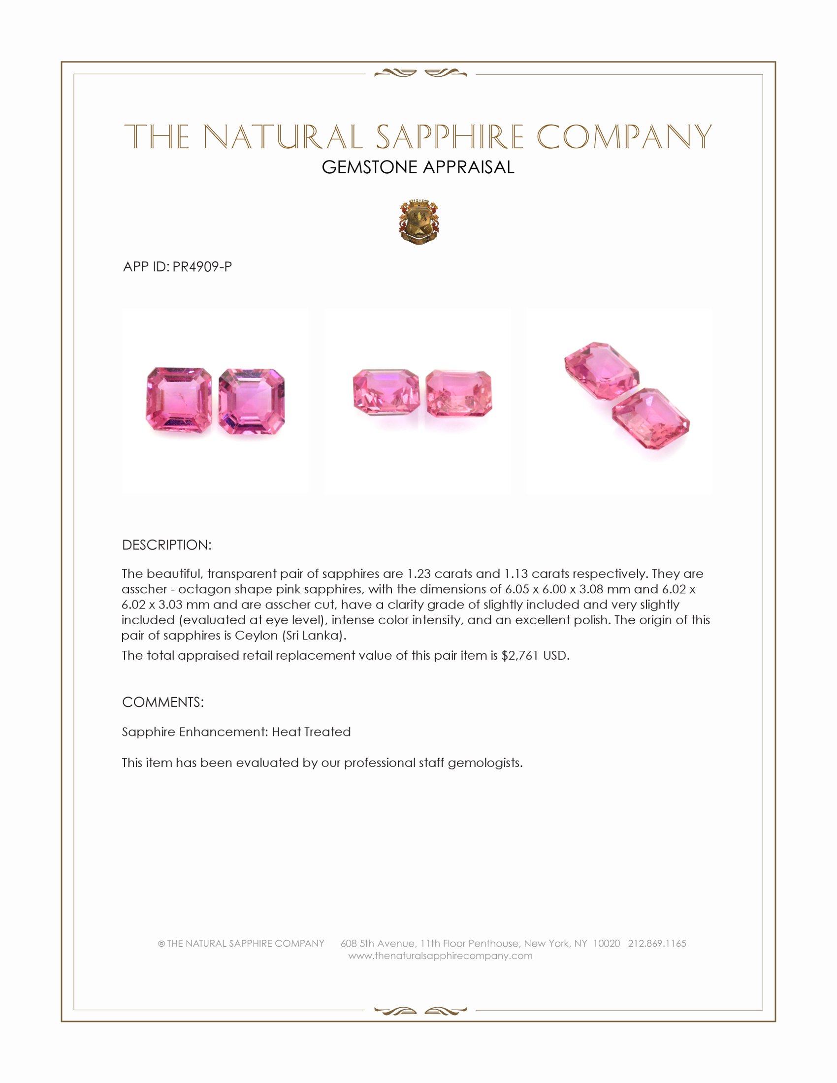 2.36 Ct.Tw. Pink Sapphire Pair from Ceylon (Sri Lanka)