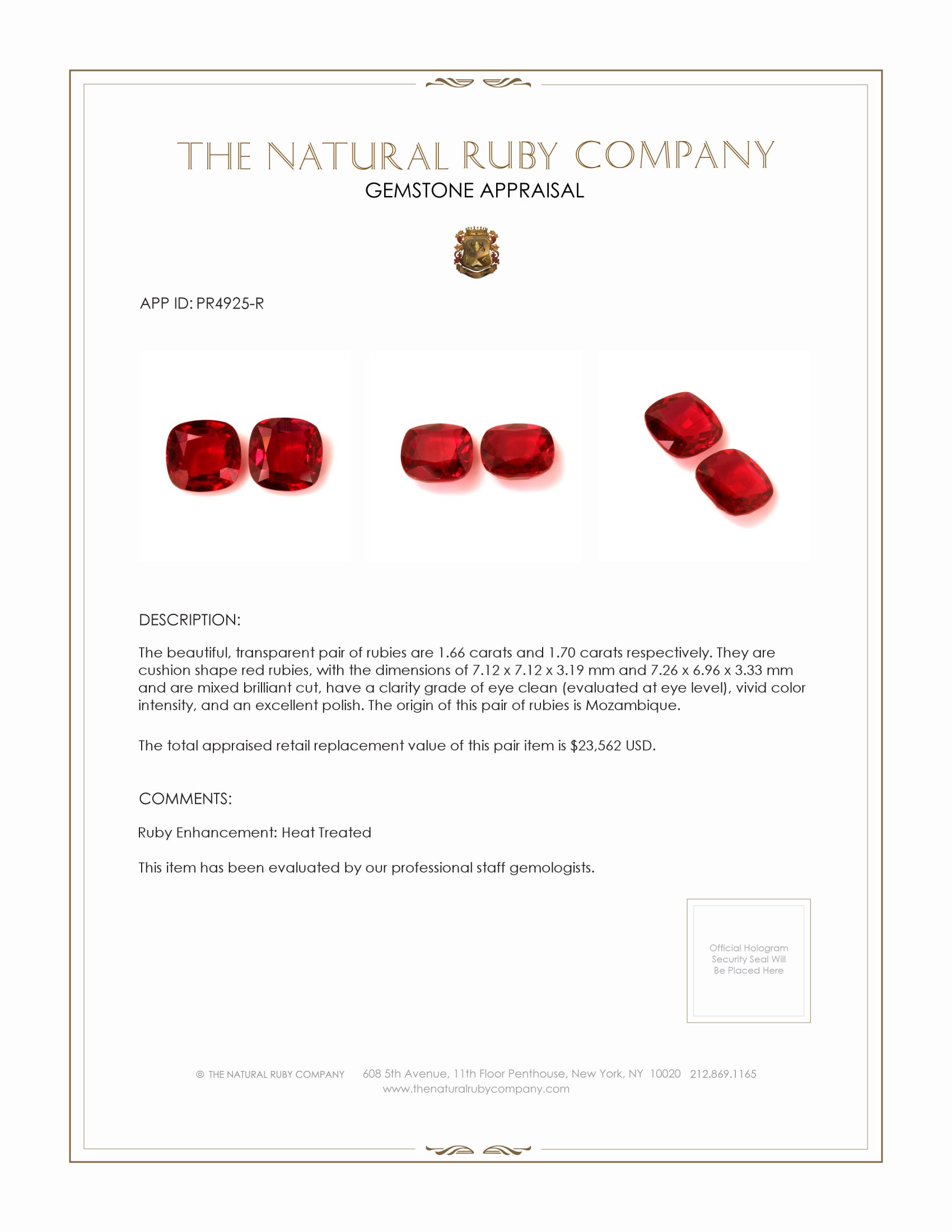 3.36 Ct.Tw. Ruby Pair from Mozambique