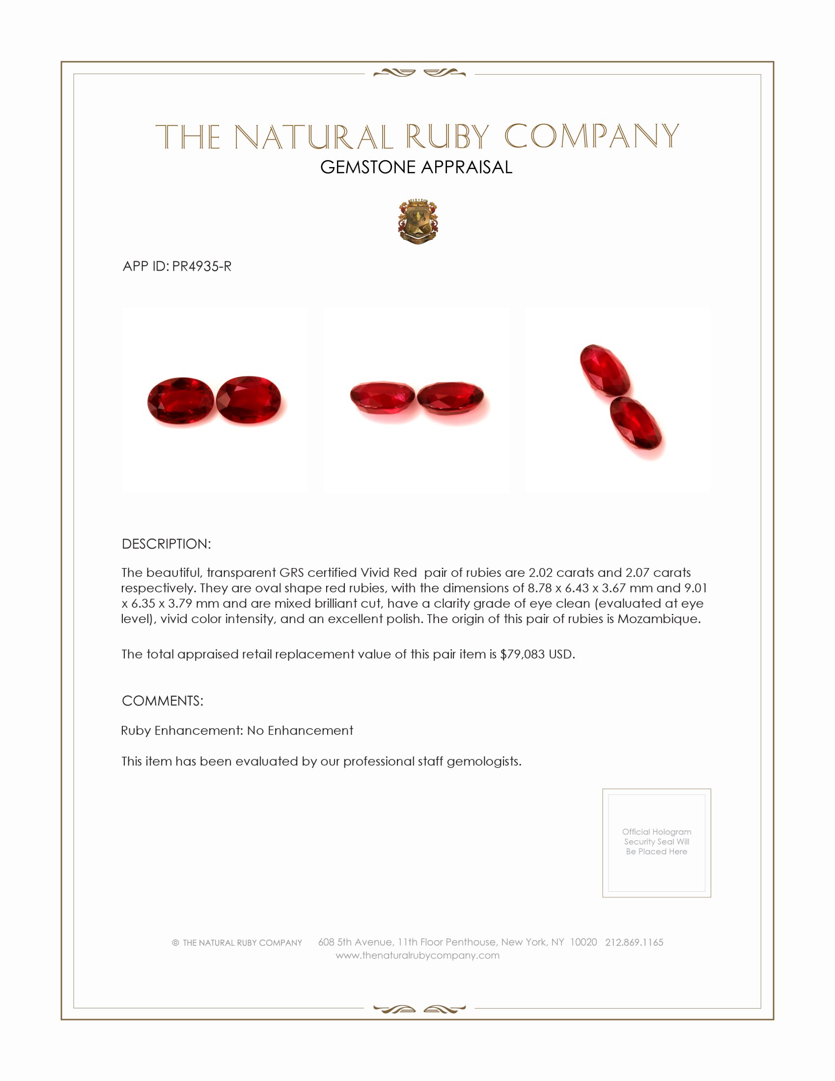 4.09 Ct.Tw. Ruby Pair from Mozambique