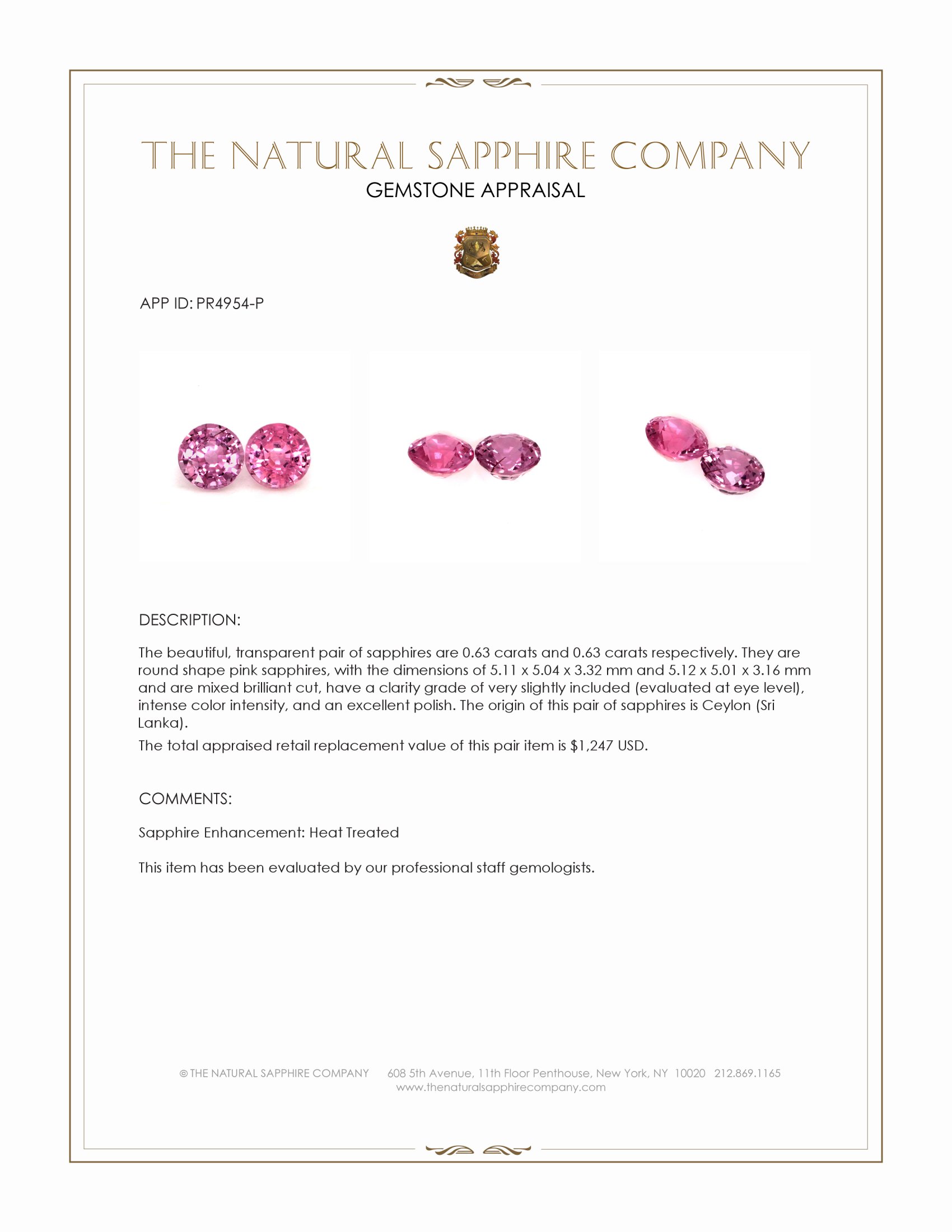 1.26 Ct.Tw. Pink Sapphire Pair from Ceylon (Sri Lanka)