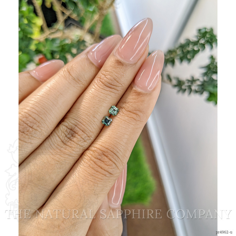 0.54 Ct.Tw. Bluish Green Sapphire Pair from Ceylon (Sri Lanka)