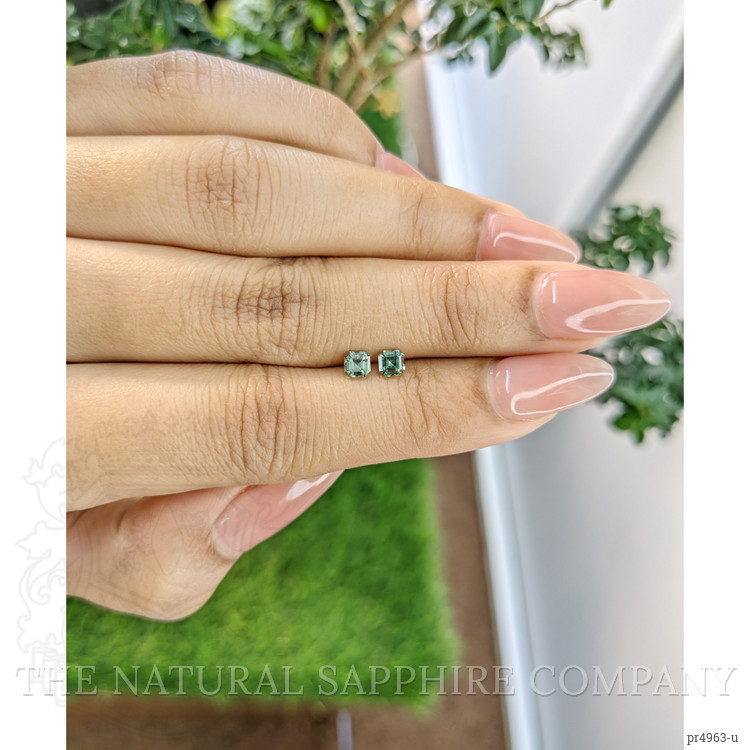 0.55 Ct.Tw. Green Sapphire Pair from Ceylon (Sri Lanka)
