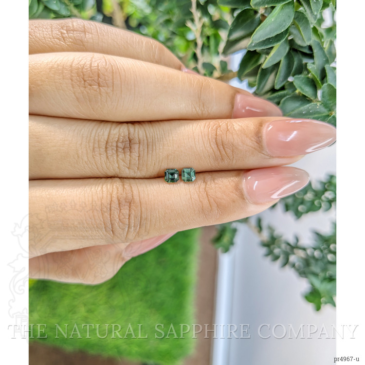0.59 Ct.Tw. Green Sapphire Pair from Ceylon (Sri Lanka)