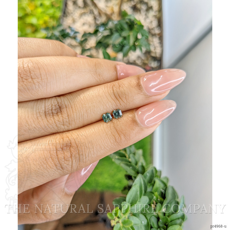 0.55 Ct.Tw. Green Sapphire Pair from Ceylon (Sri Lanka)