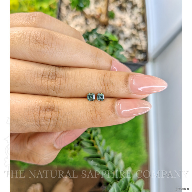 0.55 Ct.Tw. Green Sapphire Pair from Ceylon (Sri Lanka)