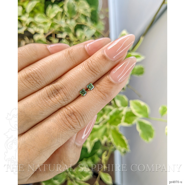 0.54 Ct.Tw. Green Sapphire Pair from Ceylon (Sri Lanka)