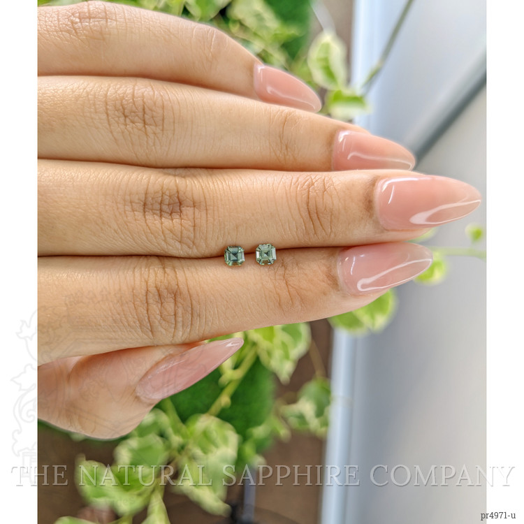 0.54 Ct.Tw. Green Sapphire Pair from Ceylon (Sri Lanka)