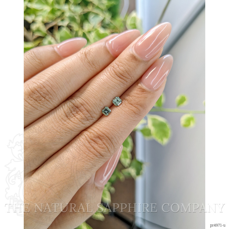 0.54 Ct.Tw. Green Sapphire Pair from Ceylon (Sri Lanka)