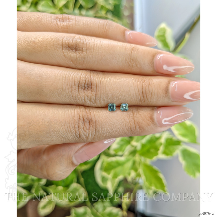 0.53 Ct.Tw. Bluish Green Sapphire Pair from Ceylon (Sri Lanka)