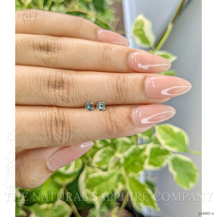 0.46 Ct.Tw. Green Sapphire Pair from Ceylon (Sri Lanka)