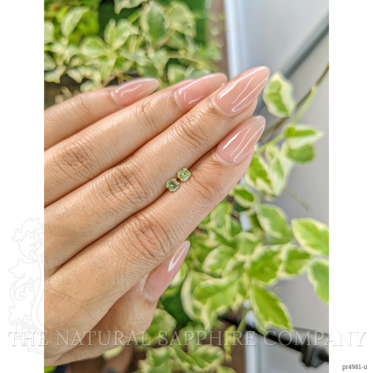 0.48 Ct.Tw. Yellowish Green Sapphire Pair from Ceylon (Sri Lanka)