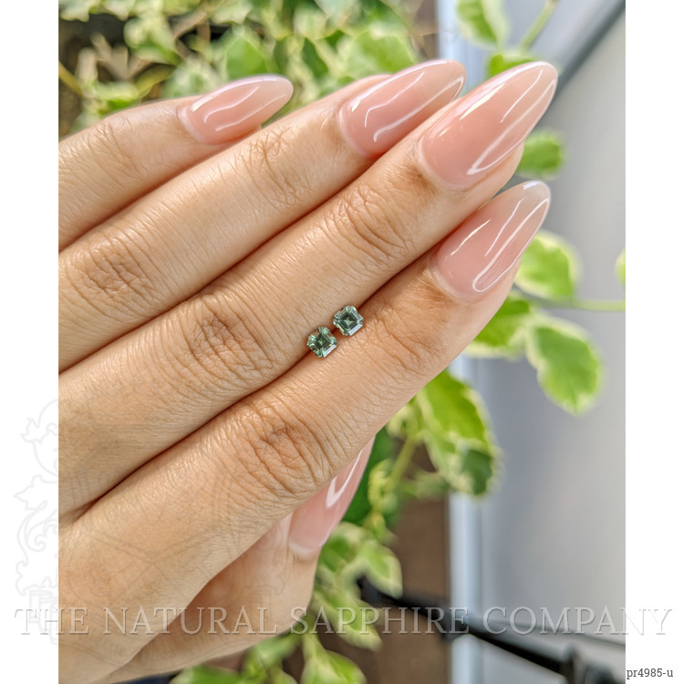 0.56 Ct.Tw. Green Sapphire Pair from Ceylon (Sri Lanka)