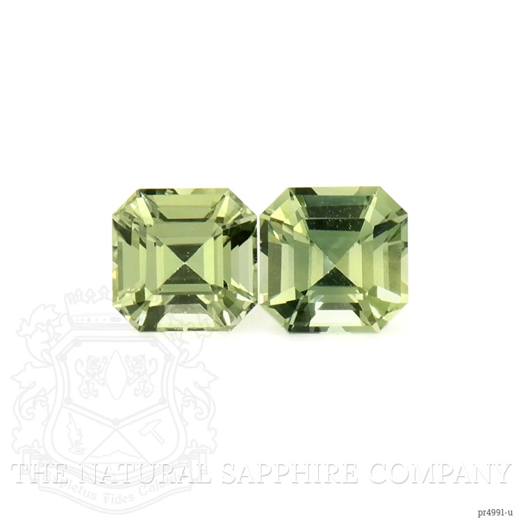 0.54 Ct.Tw. Yellowish Green Sapphire Pair from Ceylon (Sri Lanka)