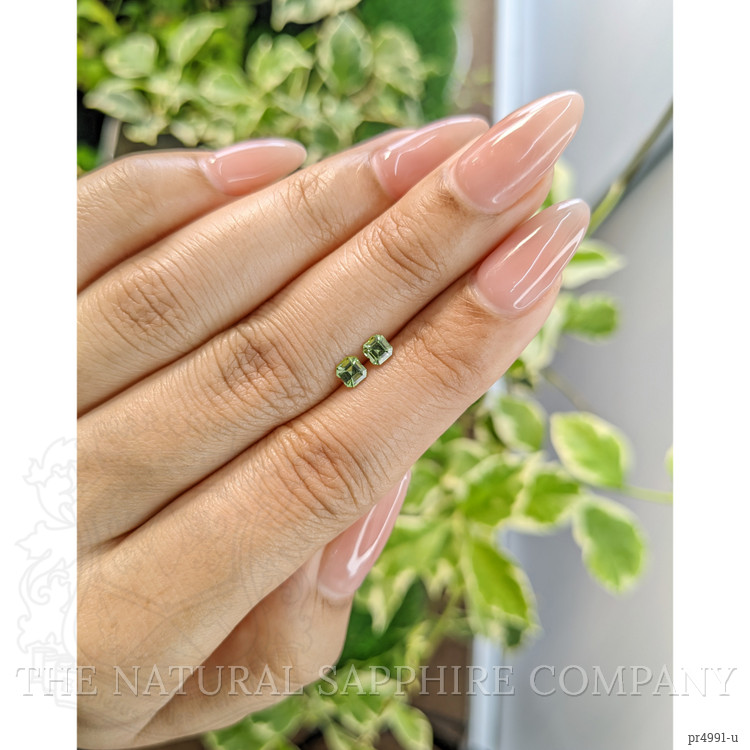 0.54 Ct.Tw. Yellowish Green Sapphire Pair from Ceylon (Sri Lanka)