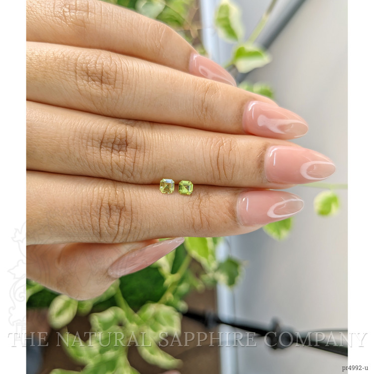 0.51 Ct.Tw. Greenish Yellow Sapphire Pair from Ceylon (Sri Lanka)