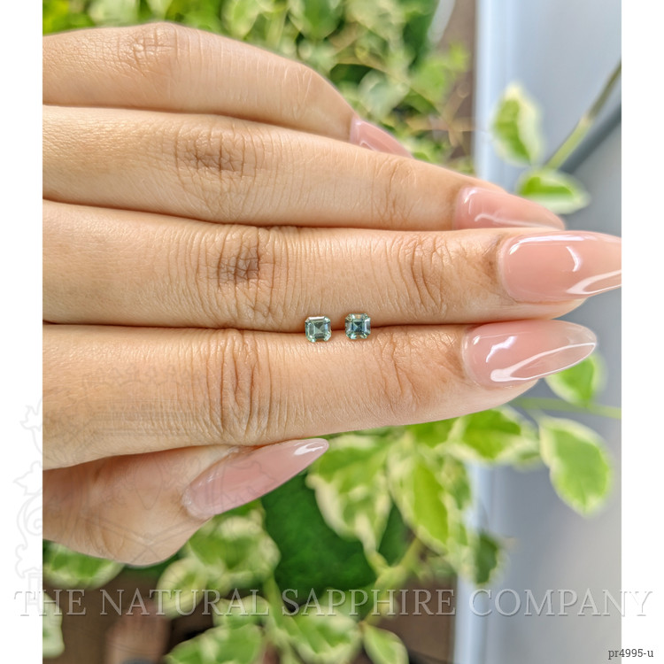 0.57 Ct.Tw. Bluish Green Sapphire Pair from Ceylon (Sri Lanka)