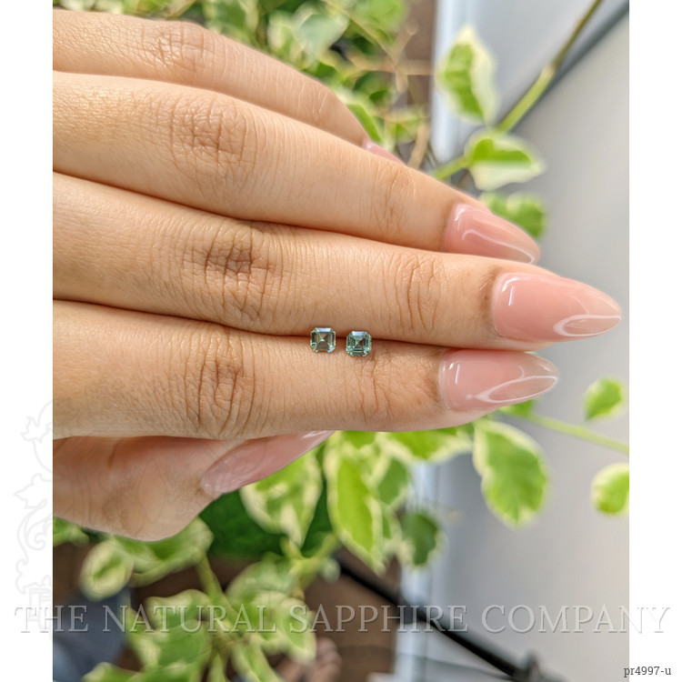 0.53 Ct.Tw. Green Sapphire Pair from Ceylon (Sri Lanka)