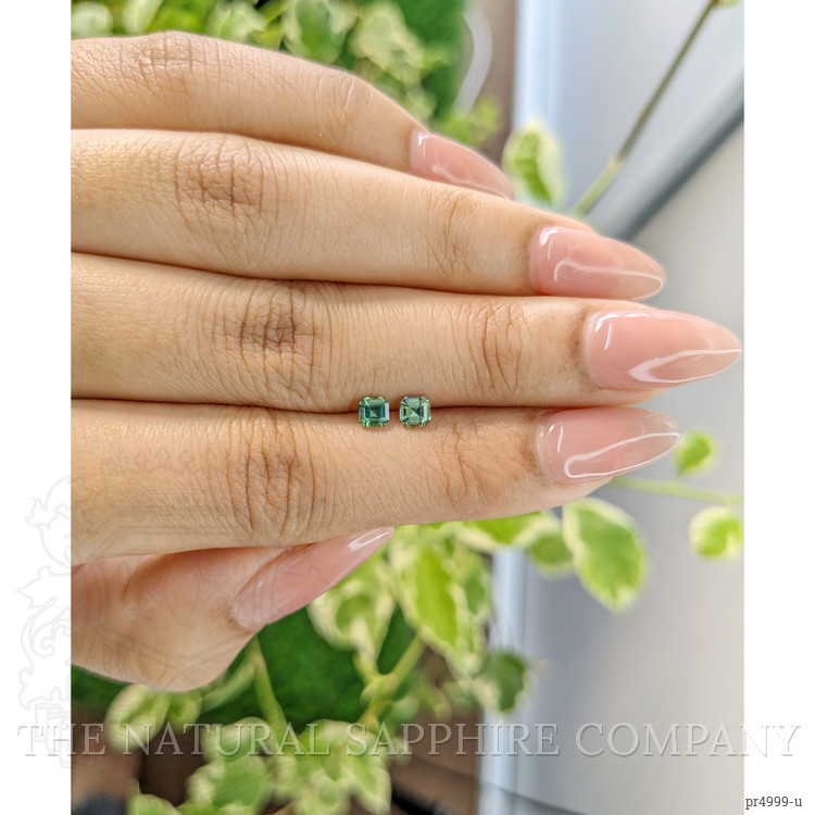 0.58 Ct.Tw. Green Sapphire Pair from Ceylon (Sri Lanka)