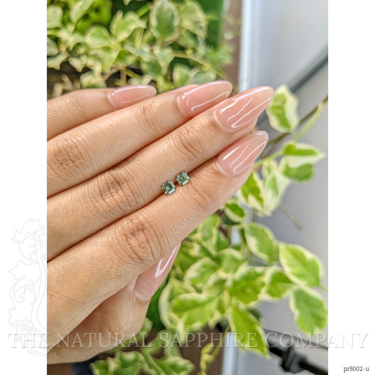 0.50 Ct.Tw. Green Sapphire Pair from Ceylon (Sri Lanka)