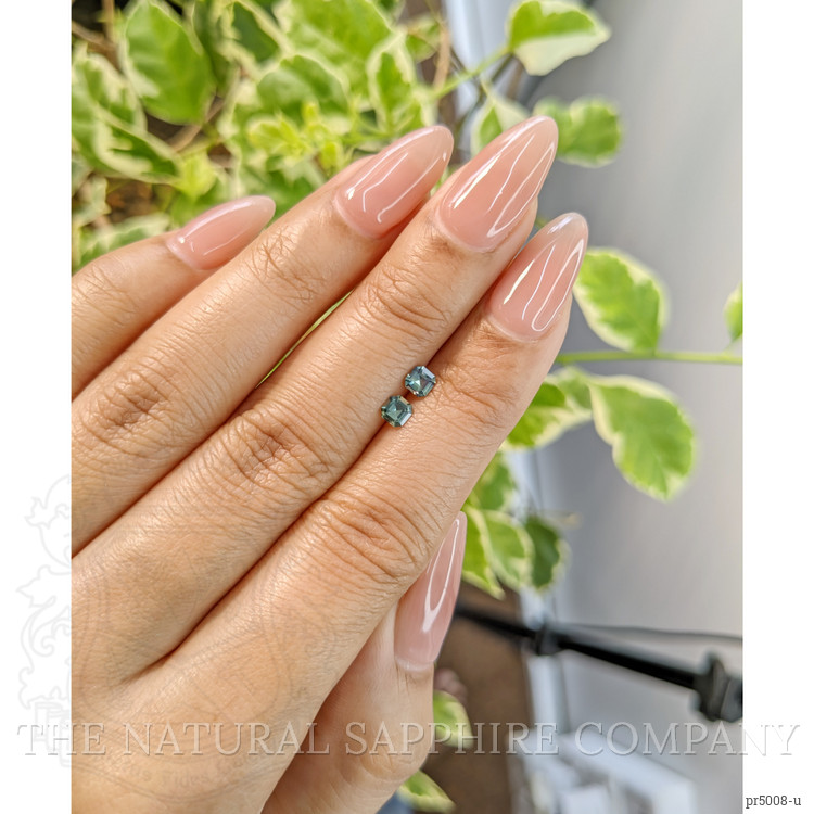 0.46 Ct.Tw. Bluish Green Sapphire Pair from Ceylon (Sri Lanka)