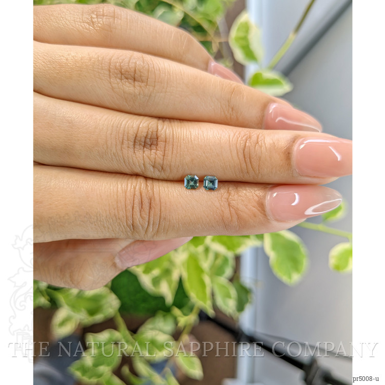 0.46 Ct.Tw. Bluish Green Sapphire Pair from Ceylon (Sri Lanka)